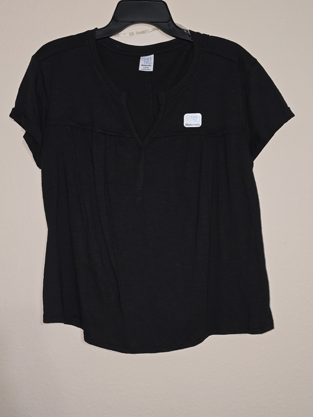 NWT Time and Tru Black Short-Sleeve Maternity Tee Multiple Sizes Available